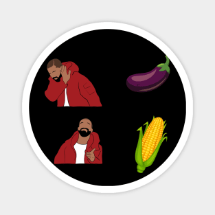 Corn Meme Eggplant Emoji Magnet
